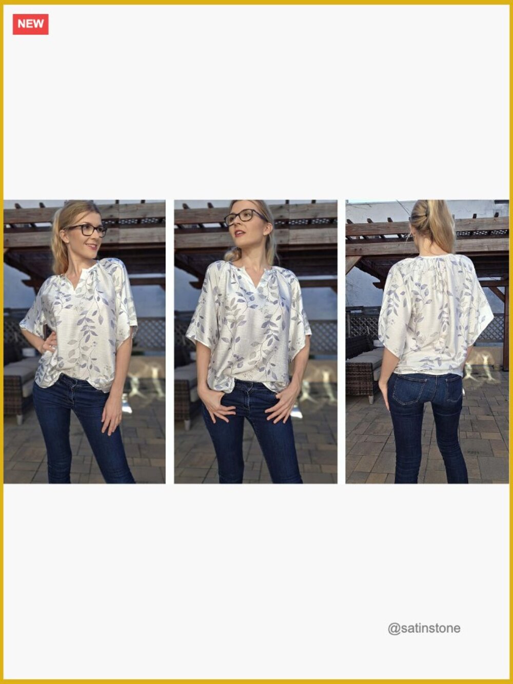 3/4 Sleeve V Neck Bohemian Blouses Tunic Loose Fit Floral Printed Top - Picture 6 of 7